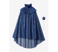 Cape à étoiles et paillettes + baguette bleu TU