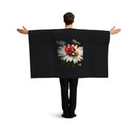 Cape à manches avec imprimé coccinelle et fleurs, motif drapeau patriotique, accessoire de costume pour fêtes et jeux sportifs