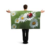 Cape à manches avec imprimé coccinelle sur marguerite, drapeau patriotique, accessoire de costume pour fêtes et jeux sportifs.