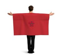 Cape adulte imprimée drapeau du Maroc avec manches, accessoire de déguisement pour fêtes, événements sportifs et festifs