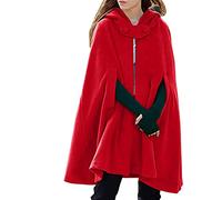 Cape avec capuche en satin pour femme - Manteau médiéval - Costume d'Halloween et de Noël - Cape d'hiver vintage - Manteau tendance en laine, Z1-rouge., M