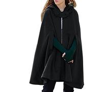 Cape avec capuche en satin pour femme - Manteau médiéval - Costume d'Halloween et de Noël - Cape d'hiver vintage - Manteau tendance en laine, Z1 noir., XL