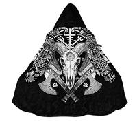 Cape Capuche Viking pour Homme, Manteau Nordique Faux Cachemire Peignoir Veste Cosplay d'impression 3D Chaud d'hiver,Vegvisir Sheep,XL