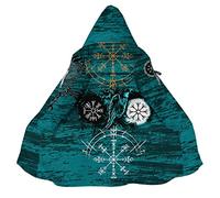 Cape Capuche Viking pour Homme, Manteau Nordique Faux Cachemire Peignoir Veste Cosplay d'impression 3D Chaud d'hiver,Vegvisir Raven,L