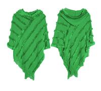 Cape châle enveloppant long tricoté à boutons pull poncho pour femme ourlet asymétrique cape châle pull doux avec pompons châles tricotés écharpe à franges pull capes cadeaux taille unique, Vert
