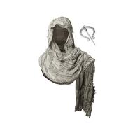 Cape, châle médiéval, châle long avec broche, à capuche de la Renaissance, Shaw, capuche chamane (Cendres)
