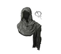 Cape, châle médiéval, châle long avec broche, à capuche de la Renaissance, Shaw, capuche chamane (Gris Foncé)