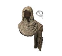 Cape, châle médiéval, châle long avec broche, à capuche de la Renaissance, Shaw, capuche chamane (Marron Café)