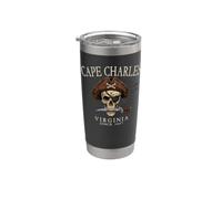 Cape Charles Virginia Crâne de pirate depuis 1607 Ivoire Gobelet isotherme en acier inoxydable double paroi
