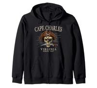 Cape Charles Virginia Crâne de Pirate Depuis 1607 Ivoire Sweat à Capuche