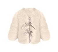 Cape chaude en fausse fourrure pour bébé fille, manteau d'hiver en polaire pelucheuse avec nœud pour grandes filles, taille 20 (beige, 5-6 ans)