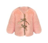 Cape chaude pour bébé fille - Jolie cape d'hiver en fourrure polaire en peluche avec nœud - Manteaux d'hiver pour grandes filles - Taille 20 (rose, 9-10 ans)