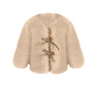 Cape chaude pour bébé fille - Jolie cape d'hiver en fourrure polaire en peluche avec nœud - Manteaux d'hiver pour grandes filles - Taille 20 (kaki, 5-6 ans)