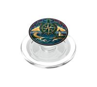 Cape Cod Boussole Tortue de mer Rose Nautique PopSockets PopGrip pour MagSafe