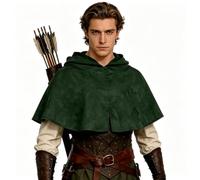 Cape Courte Médiévale Cape à Capuche de la Renaissance pour Femmes Hommes | Costume de Ranger Elfe Voleur Archer Paysan Moine Sorcier Bourreau Chevalier Viking Accessoire d’Halloween Cosplay Déguisé