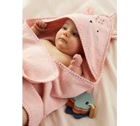 Cape de bain à capuche brodée animaux rose 70X70