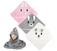 Cape de Bain Bébé: 3 Pièces Sortie de Bain, Serviette 80 x 80 cm, Poncho Doux à Forte Absorption pour Garçon et Fille, Coton, Naissance
