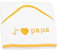 Cape de bain bébé brodée"j'aime papa" King bear blanc/orange