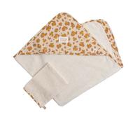 Cape de bain bébé en gaze de coton et gant léopard - PETIT CHOU