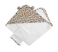 Cape De Bain Bébé En Gaze De Coton Et Gant Léopard - Petit Chou Ecru/noir 75X75