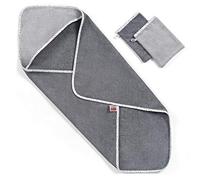 Cape de bain bébé - Serviette de bain à capuche - Sortie de bain 80 x 80 cm - 2 gants de toilettes inclus - Haute qualité certifié Öko-Tex, coton éponge - Gris étoiles