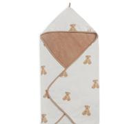 Cape de bain blanc, marron clair 75X75