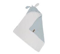 Cape De Bain En Gaze De Coton Avec Oreilles De Lapin Bleu Gris 90X150