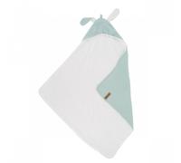 Cape De Bain En Gaze De Coton Avec Oreilles De Lapin Céladon 90X150