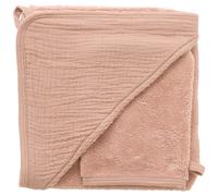 Cape de bain et gant bambou et gaze Mocha
