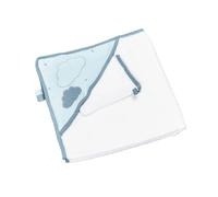 Cape de bain et gant en coton - lily blanc/bleu 75X75