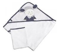 Sortie de bain et son gant en coton - merlin blanc 75X75