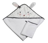 Sortie de bain lapin et gant en coton - miss fleur de lune blanc 75X75