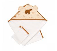 Sauthon – Cape de bain et gant Orsino – double gaze de coton et éponge – Beige 75x75