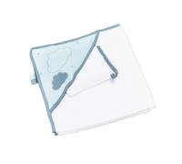 Cape de bain et gant en coton - lily blanc/bleu 75X75