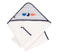 Cape de bain et gant en double gaze de coton et éponge - BABY SAILOR