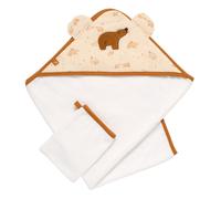 Sauthon – Cape de bain et gant Orsino – double gaze de coton et éponge – Beige 75x75