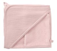 Cape de bain + gant bambou et gaze pétale