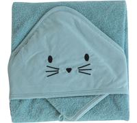 Cape de bain + gant chat bleu Nil (75 x 75 cm)