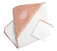 Cape de bain + gant de toilette Petit Cœur
