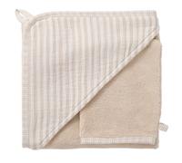Cape de bain + gant beige, blanc 70X70