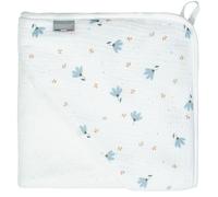 Ma première cape de bain en gaze de coton et bambou bleuet imprimé floral 75X75