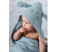 Cape de bain gaze de coton + gant de toilette BIO* bleu 100X100