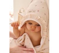 Cape de bain gaze de coton personnalisable + gant de toilette CHERRY beige imprimé 100X100