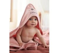 Cape de bain personnalisable et gant de toilette rose poudré 100X100