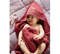 Cape de bain personnalisable + gant de toilette framboise 80X80