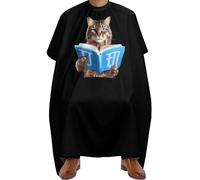 Cape De Barbier A Cat Reading Book Robe De Coiffure Lavable Cape De Coiffure Ajustable Cape De Coiffeur Pour Protection Du Vêtement Salon De Coiffure Accessoires De Salon 140x168cm