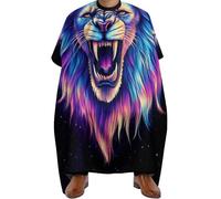 Cape de Barbier Art du lion cool et trippant du roi des animaux de l'espace, Antistatique Tablier de Coiffure Pliable Cape de Coupe pour Coiffeurs Hommes 140X168cm