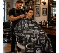 Cape de barbier avec brosse de nettoyage, accessoires de coupe de cheveux, outils de salon pour la maison