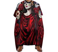 Cape de Barbier Fleur de crâne en sucre rose rouge mexicaine, Antistatique Tablier de Coiffure Portable Cape de Cheveux pour Coiffeurs Couper 140X168cm