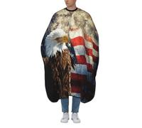 Cape de barbier professionnelle avec encolure réglable - Grande taille - Drapeau américain - Imprimé aigle de feu - Cape de barbier pour homme, femme et enfant